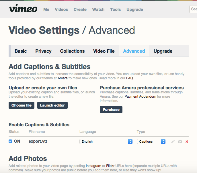 How do I upload a closed caption file (SRT) to Vimeo? – Knowledge Base