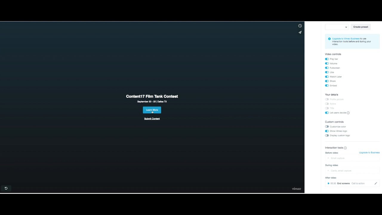 How to add links to your embedded Vimeo video end screen! - YouTube