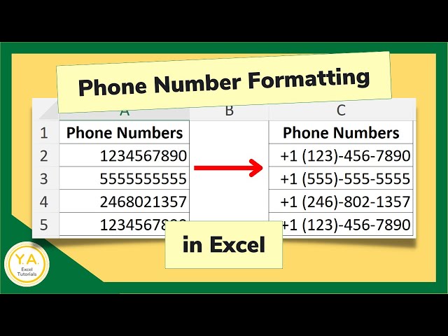 How to Format Phone Numbers in Excel - Tutorial - YouTube
