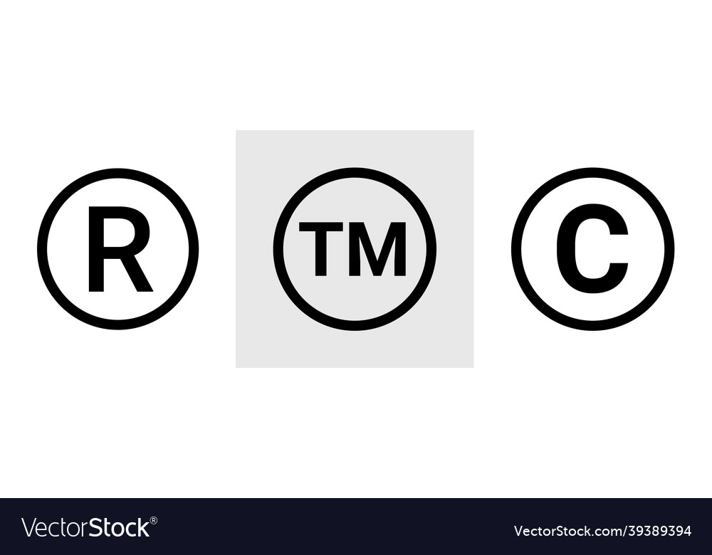 Trademark copyright symbol logo trade mark sign Vector Image
