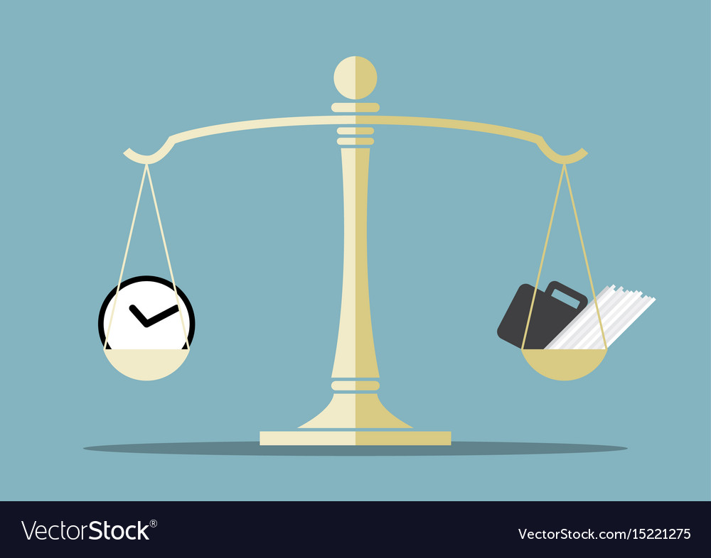 Time and work on balance scale Royalty Free Vector Image