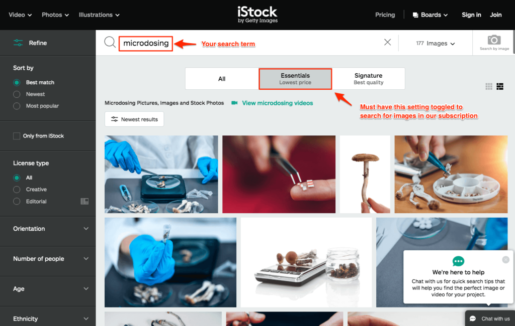 How to Search for Images on iStockphotocom with Essentials Subscription