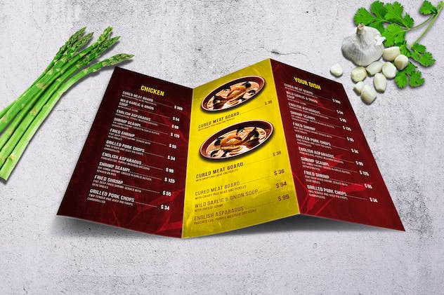 second preview of 'Premium Chinese A4 US Letter Trifold Food Menu  Free Download'