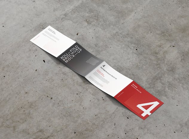 second preview of 'Premium Roll Fold Brochure Mockup Landscape DIN A4 A5 A6  Free Download'