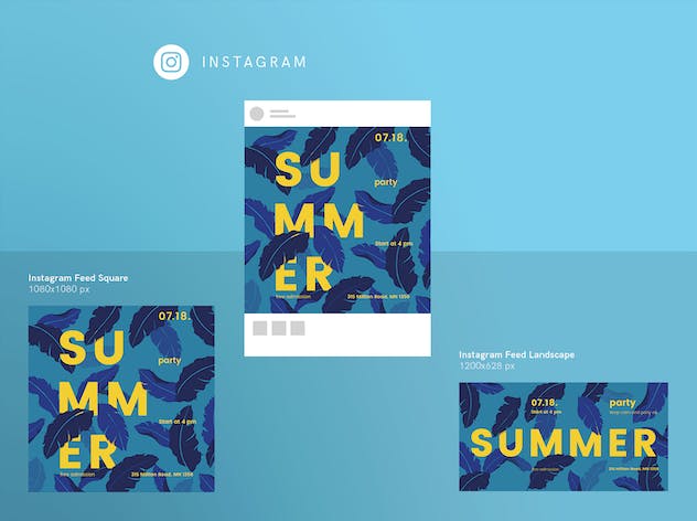 third preview of 'Premium Summer Party Social Media Pack Template  Free Download'