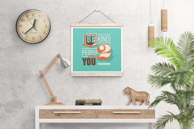 third preview of 'Premium Wooden Poster Hanger Mockup  Free Download'