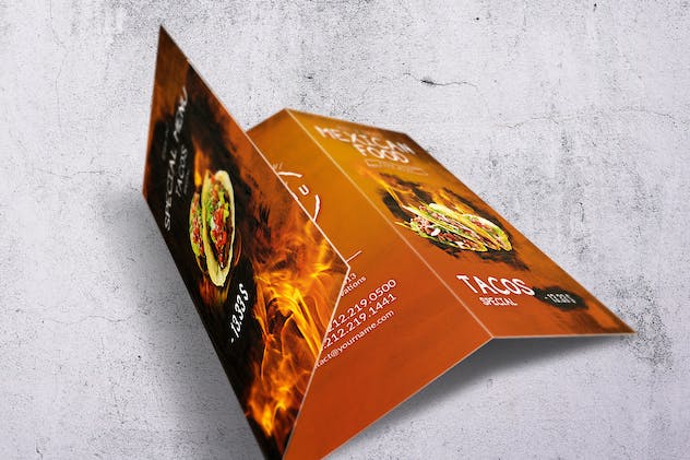 fourth preview of 'Premium Mexican A4 US Letter Trifold Food Menu  Free Download'