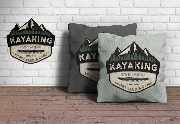 third preview of 'Premium Kayak Retro Badge Camping Adventure Logo  Free Download'