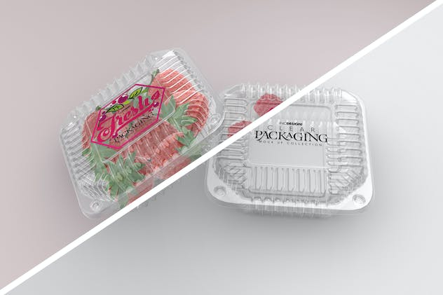 second preview of 'Premium Clear Clamshell Containers Fresh Packaging Mockups  Free Download'