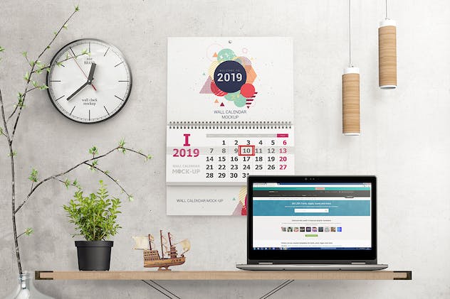 second preview of 'Premium Wall Calendar Mockups 02  Free Download'