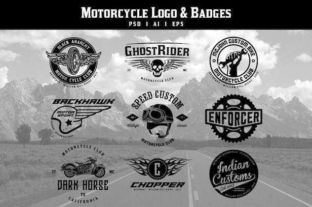 fourth preview of 'Premium Motorcycle Logo Badges  Free Download'