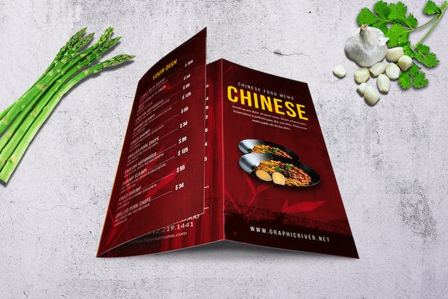 third preview of 'Premium Chinese A4 US Letter Trifold Food Menu  Free Download'