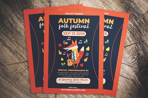 third preview of 'Premium Autumn Folk Fest Flyer  Free Download'