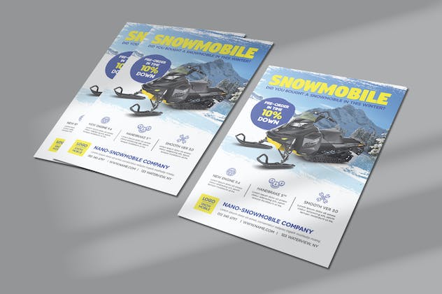 fourth preview of 'Premium Sale Snowmobile in Winter Flyer  Free Download'