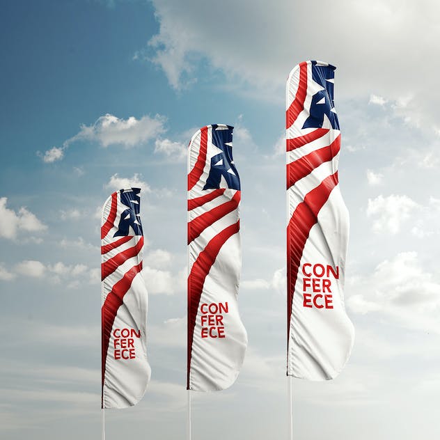 fourth preview of 'Premium 3D Flags Feather Bow Sail Flag Mockup  Free Download'
