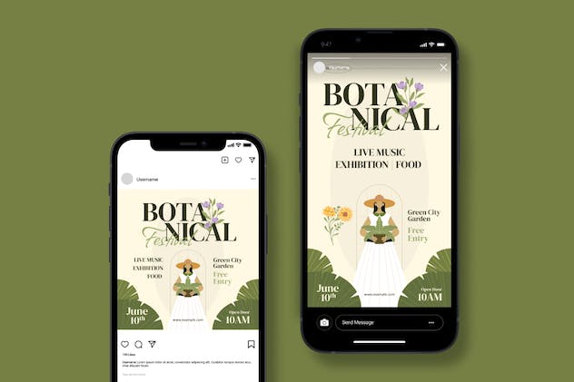 second preview of 'Premium Botanical Festival Flyer AI & EPS Template  Free Download'