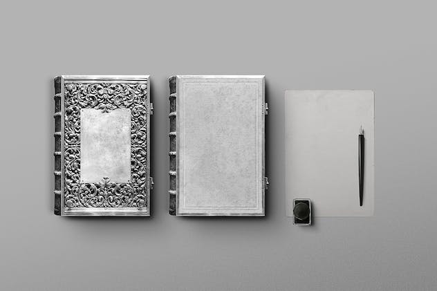 third preview of 'Premium Book Mockup Old Antique Metal Frame  Free Download'