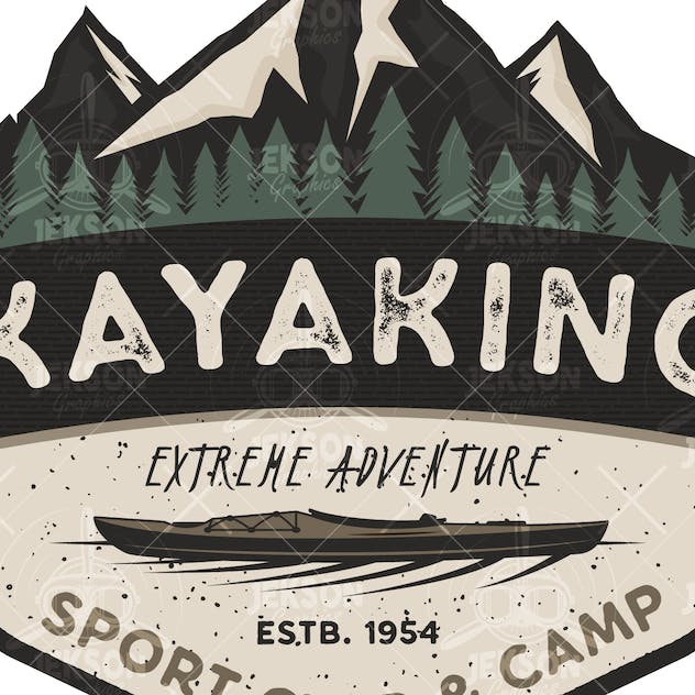 fourth preview of 'Premium Kayak Retro Badge Camping Adventure Logo  Free Download'