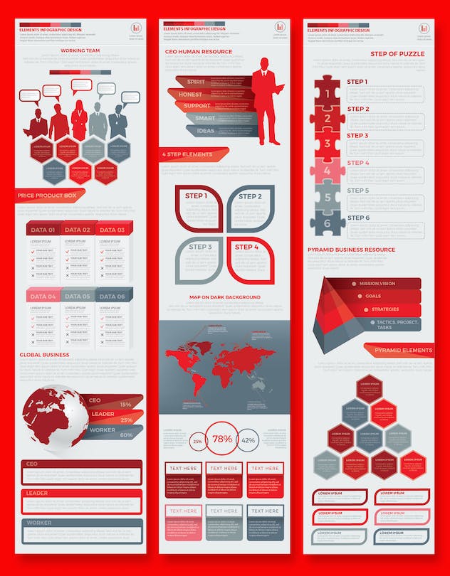 second preview of 'Premium Red Pack Infographics Design  Free Download'