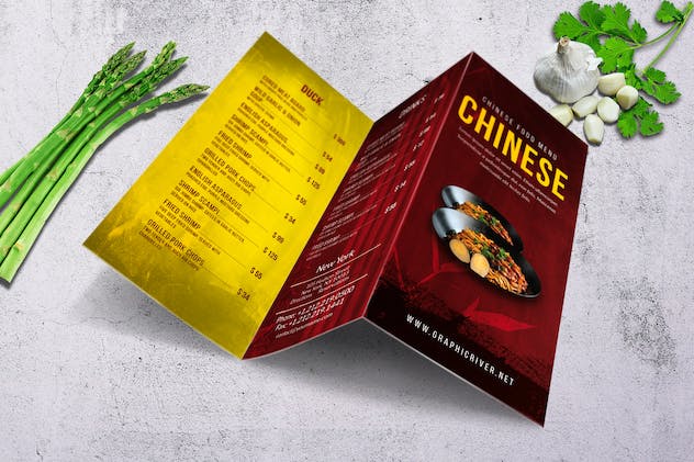fourth preview of 'Premium Chinese A4 US Letter Trifold Food Menu  Free Download'