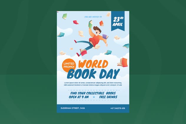 second preview of 'Premium World Book Day Flyer AI & EPS Template  Free Download'