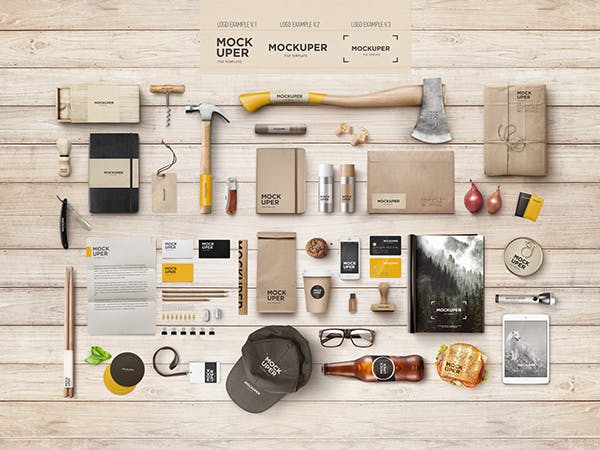 fourth preview of 'Premium Brutal Wood Branding Mock Up PSD  Free Download'