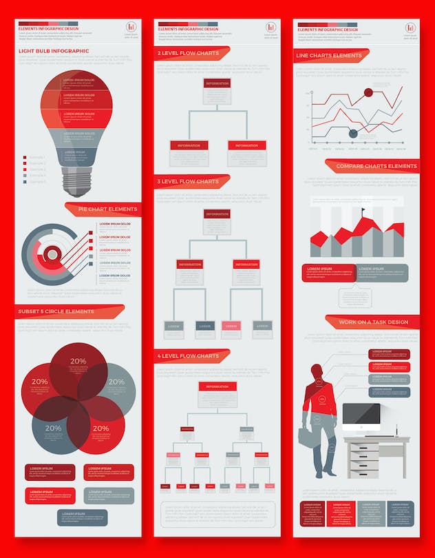 fourth preview of 'Premium Red Pack Infographics Design  Free Download'
