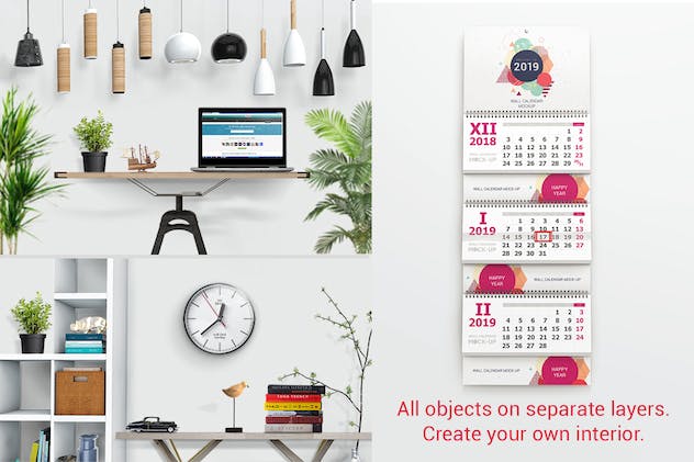 fourth preview of 'Premium Wall Calendar Mockups 02  Free Download'
