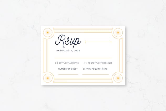 third preview of 'Premium Simple Art Deco Wedding Invitation Set  Free Download'