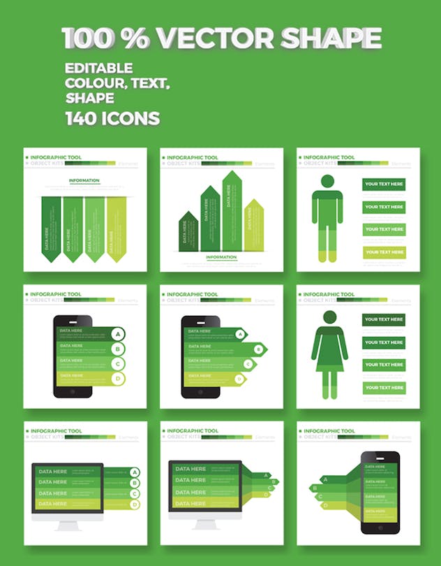 second preview of 'Premium Green Infographics Design  Free Download'