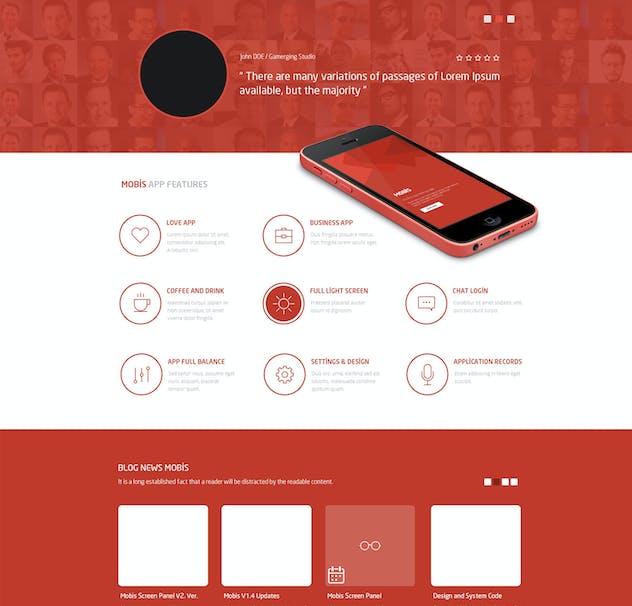 third preview of 'Premium Mobis App Landing PSD Page  Free Download'