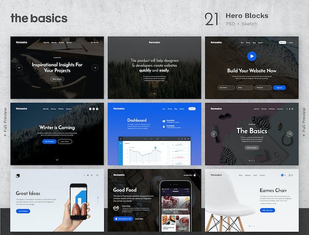 second preview of 'Premium The Basics Web UI Kit  Free Download'