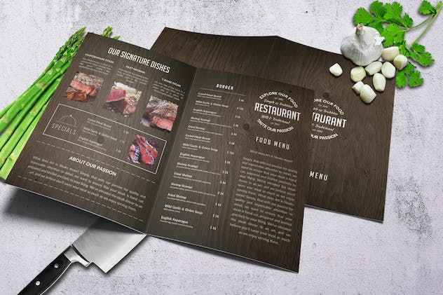 second preview of 'Premium Wooden A4 Bifold 14 Pages Menu  Free Download'