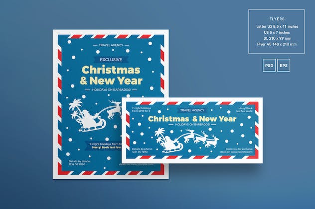 second preview of 'Premium Christmas Travel Agency Flyer and Poster Template  Free Download'