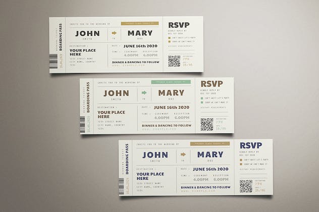 third preview of 'Premium Boarding Pass Wedding Invitation  Free Download'