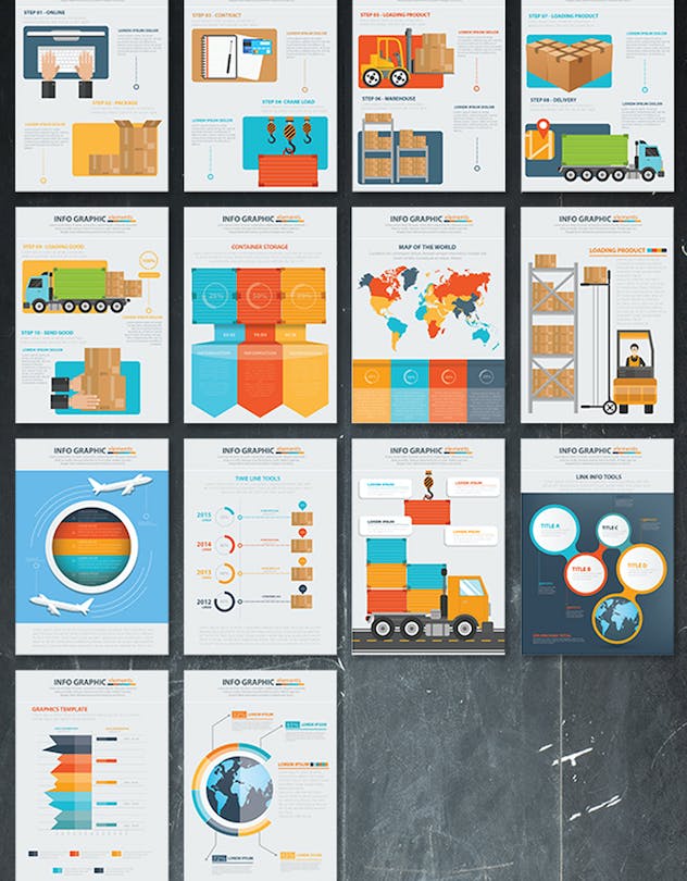 third preview of 'Premium Logistic Transport Infographic Design 18 Pages  Free Download'