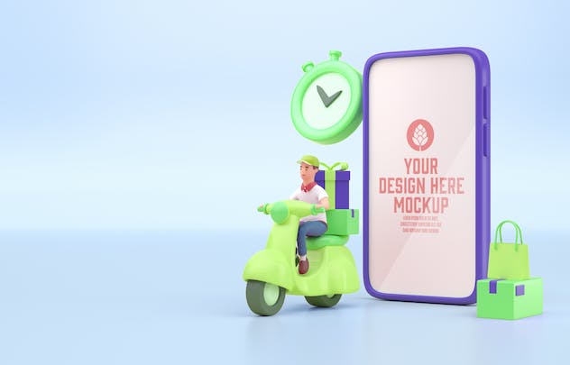 fourth preview of 'Premium  Delivery 3D Concept Mockup   Free Download'