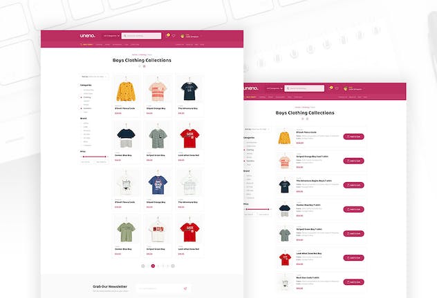 fourth preview of 'Premium Uneno Kids Fashion Ecommerce PSD Template  Free Download'