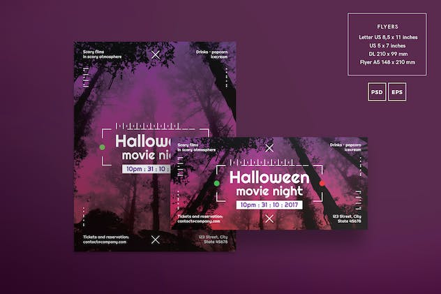 third preview of 'Premium Halloween Movie Night Flyer and Poster Template  Free Download'