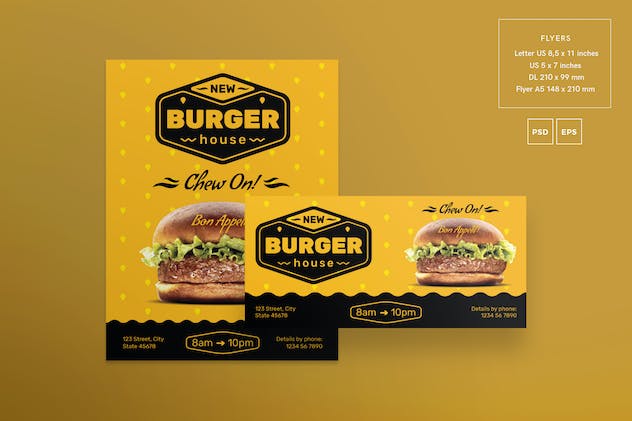 fourth preview of 'Premium Burger House Flyer and Poster Template  Free Download'