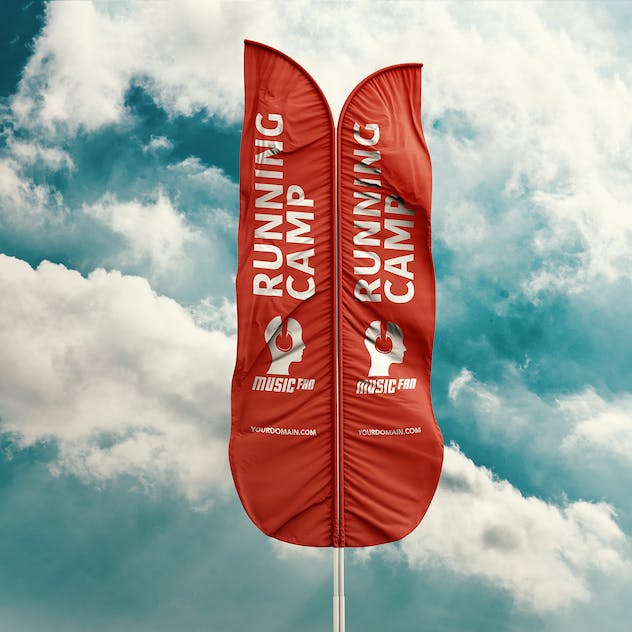 third preview of 'Premium 3D Flags Feather Bow Sail Flag Mockup  Free Download'