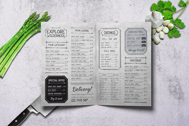 third preview of 'Premium Vintage A4 Food Menu Design (10 Pages)  Free Download'