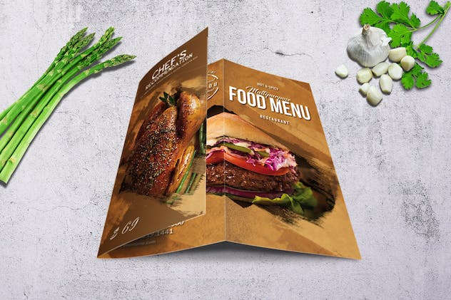 fourth preview of 'Premium Multipurpose Food Menu A4 US Letter Trifold  Free Download'