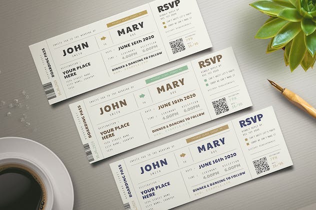 fourth preview of 'Premium Boarding Pass Wedding Invitation  Free Download'