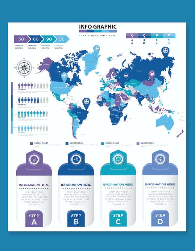 third preview of 'Premium Map Infographic Design  Free Download'