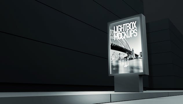 fourth preview of 'Premium 3D Lightbox Poster Outdoor Mock-up  Free Download'