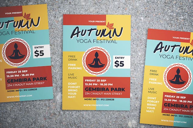 second preview of 'Premium Autumn Yoga Fest Flyer  Free Download'