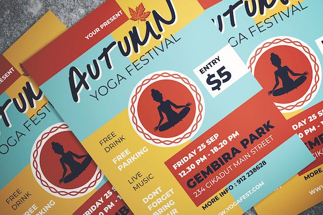 fourth preview of 'Premium Autumn Yoga Fest Flyer  Free Download'