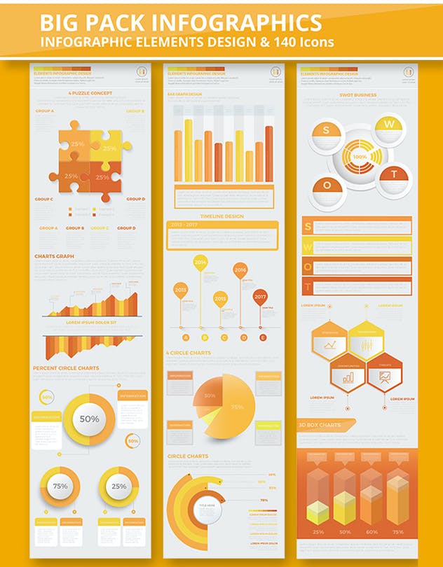 second preview of 'Premium Yellow Infographics  Free Download'