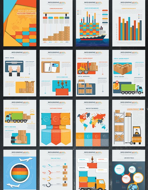fourth preview of 'Premium Logistic Transport Infographic Design 18 Pages  Free Download'